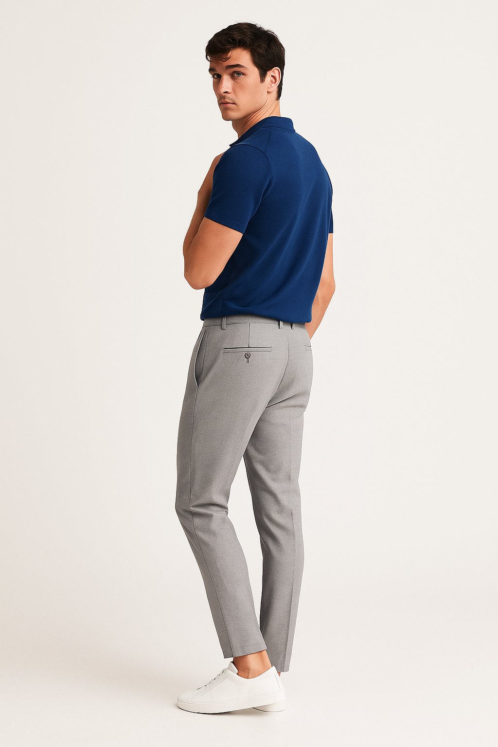 Homme Pantalon Chino Slim Fit avec Poches Latérales et Fermeture Boutonnée