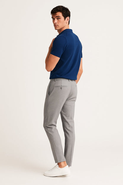 Homme Pantalon Chino Slim Fit avec Poches Latérales et Fermeture Boutonnée