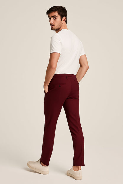 Homme Pantalon Chino Slim Fit avec Poches Latérales et Fermeture Boutonnée