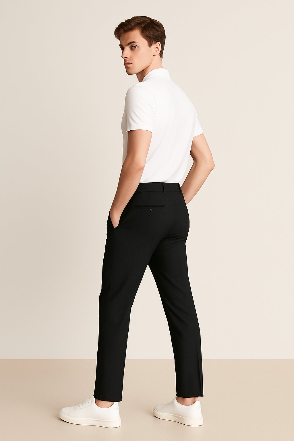 Homme Pantalon Chino Slim Fit avec Poches Latérales et Fermeture Boutonnée