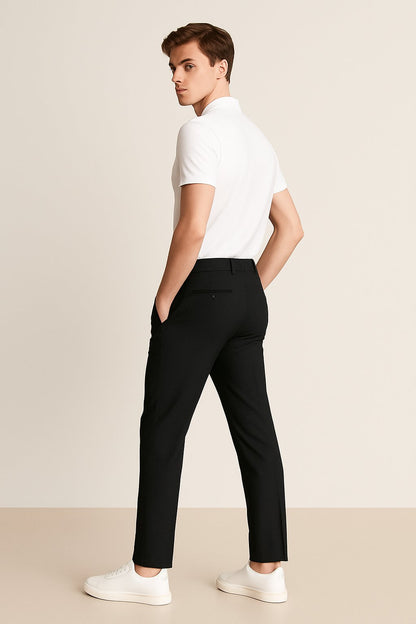 Homme Pantalon Chino Slim Fit avec Poches Latérales et Fermeture Boutonnée