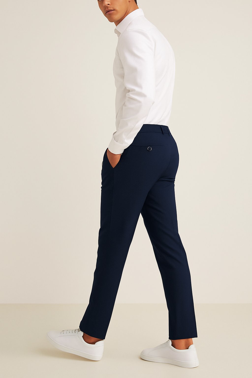 Homme Pantalon Chino Slim Fit avec Poches Latérales et Fermeture Boutonnée