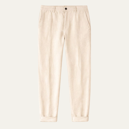 Homme Pantalon Chino Taille Haute avec Revers et Coupe Droite Décontractée