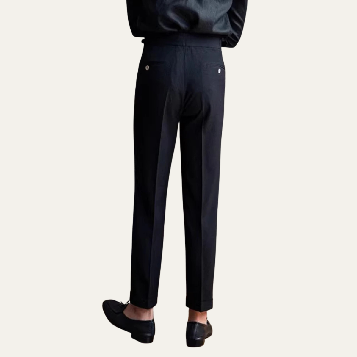 Homme Pantalon de Costume Taille Haute à Pinces Slim Fit
