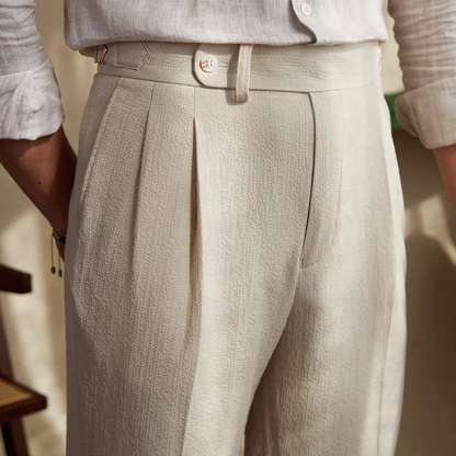 Homme Pantalon de Costume Taille Haute à Pinces Slim Fit