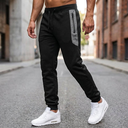 Homme Pantalon de Jogging Slim avec Poche Zippée et Bas Resserré