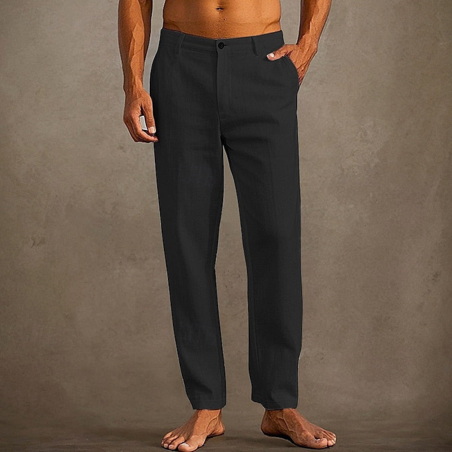 Homme Pantalon Décontracté Coupe Droite avec Poches