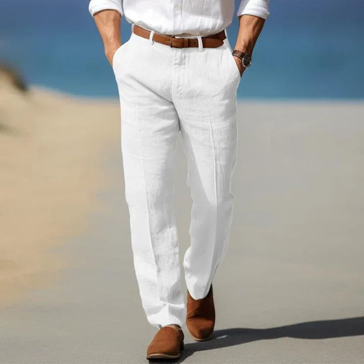 Homme Pantalon Décontracté Coupe Droite avec Poches