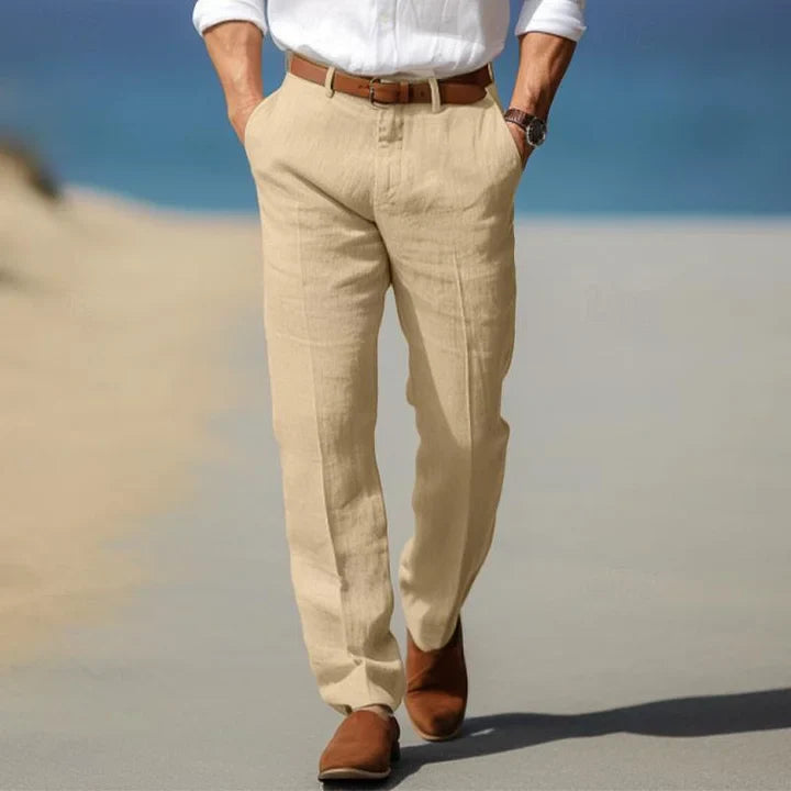Homme Pantalon Décontracté Coupe Droite avec Poches