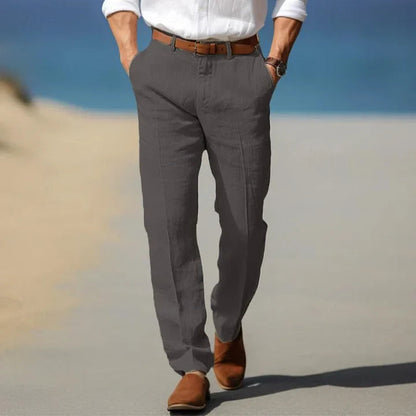 Homme Pantalon Décontracté Coupe Droite avec Poches