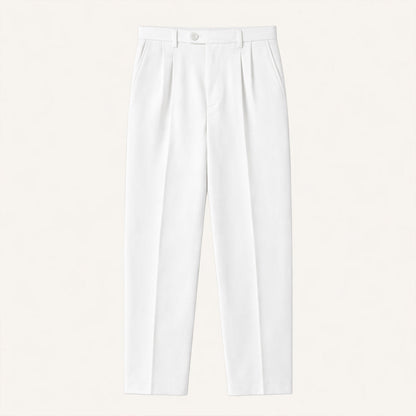Homme Pantalon Habillé à Pinces Taille Haute Coupe Droite