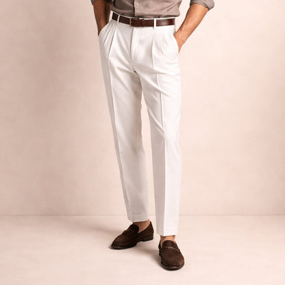 Homme Pantalon Habillé à Pinces Taille Haute Coupe Droite
