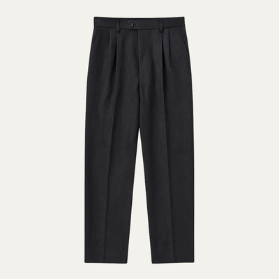 Homme Pantalon Habillé à Pinces Taille Haute Coupe Droite