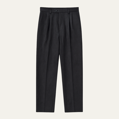 Homme Pantalon Habillé à Pinces Taille Haute Coupe Droite