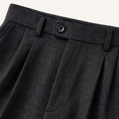 Homme Pantalon Habillé à Pinces Taille Haute Coupe Droite