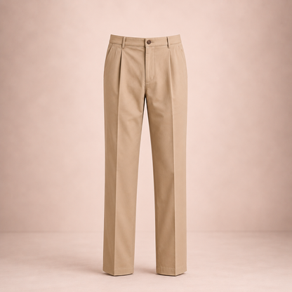 Homme Pantalon Habillé à Pinces Taille Haute Coupe Droite