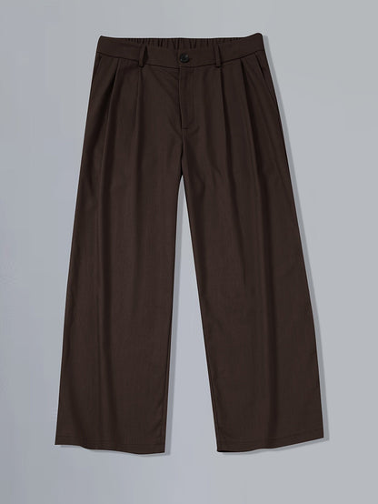 Homme Pantalon Large Vintage à Pinces et Taille Haute