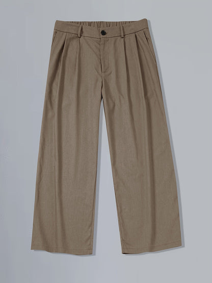 Homme Pantalon Large Vintage à Pinces et Taille Haute