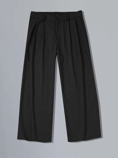 Homme Pantalon Large Vintage à Pinces et Taille Haute