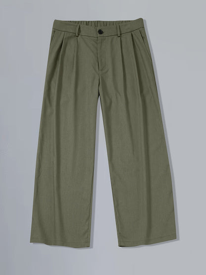 Homme Pantalon Large Vintage à Pinces et Taille Haute