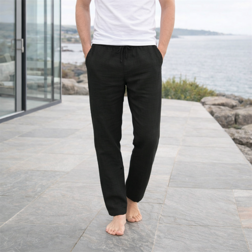 Homme Pantalon Long Décontracté avec Cordon de Serrage et Poches Latérales