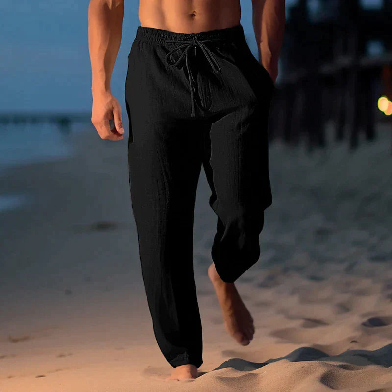 Homme Pantalon Long Décontracté avec Cordon de Serrage et Poches Latérales