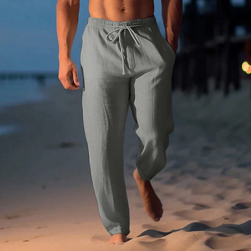 Homme Pantalon Long Décontracté avec Cordon de Serrage et Poches Latérales