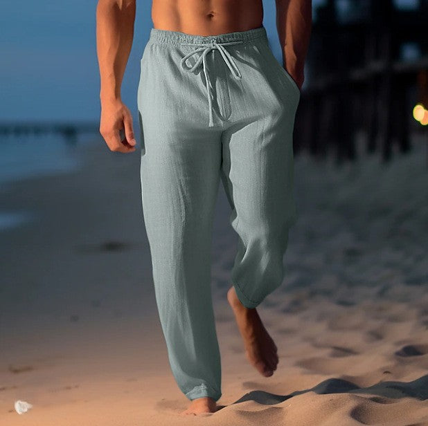 Homme Pantalon Long Décontracté avec Cordon de Serrage et Poches Latérales