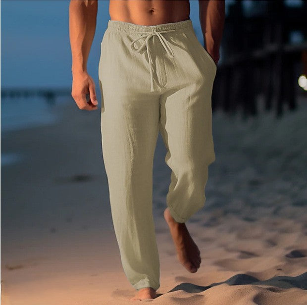Homme Pantalon Long Décontracté avec Cordon de Serrage et Poches Latérales