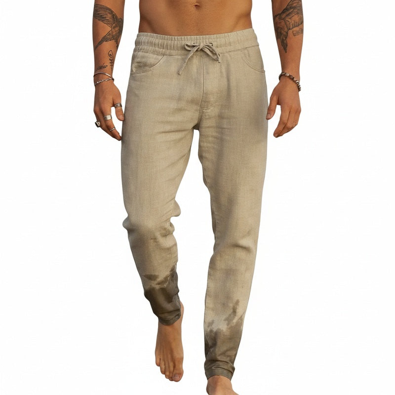 Homme Pantalon Long Décontracté avec Taille Élastique et Cordon