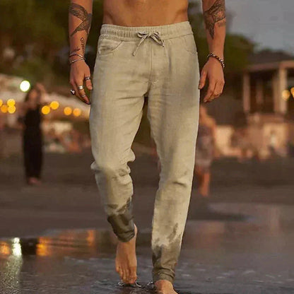 Homme Pantalon Long Décontracté avec Taille Élastique et Cordon