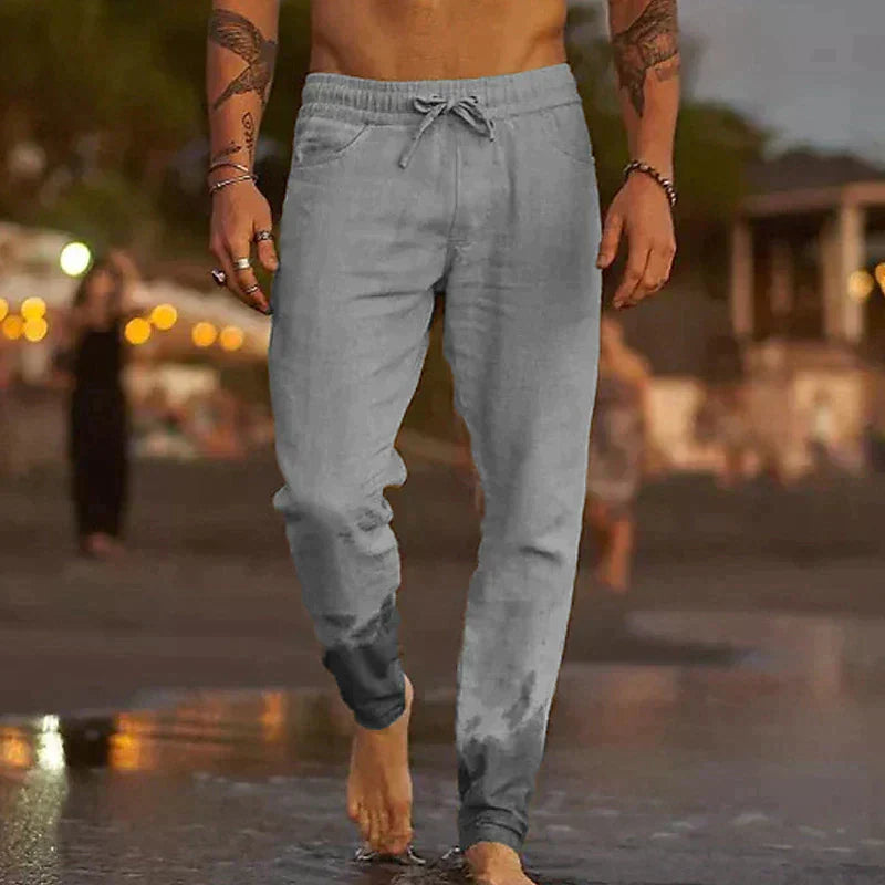 Homme Pantalon Long Décontracté avec Taille Élastique et Cordon