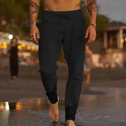 Homme Pantalon Long Décontracté avec Taille Élastique et Cordon