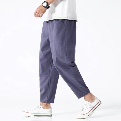 Homme Pantalon Sept Huitièmes Relaxed Fit avec Cordon de Serrage