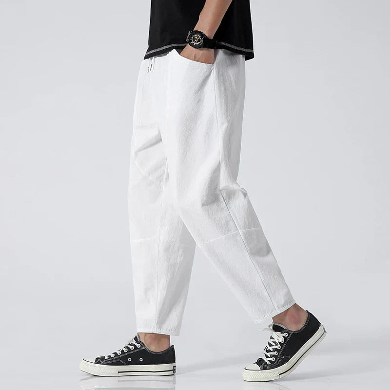 Homme Pantalon Sept Huitièmes Relaxed Fit avec Cordon de Serrage