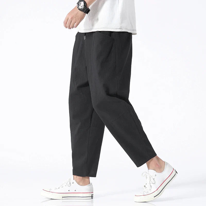 Homme Pantalon Sept Huitièmes Relaxed Fit avec Cordon de Serrage