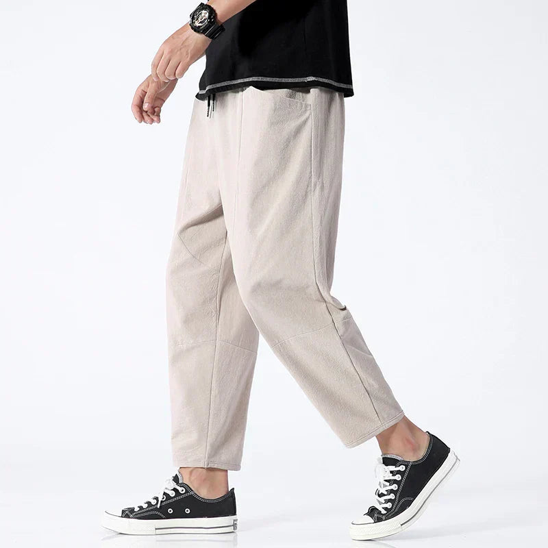 Homme Pantalon Sept Huitièmes Relaxed Fit avec Cordon de Serrage
