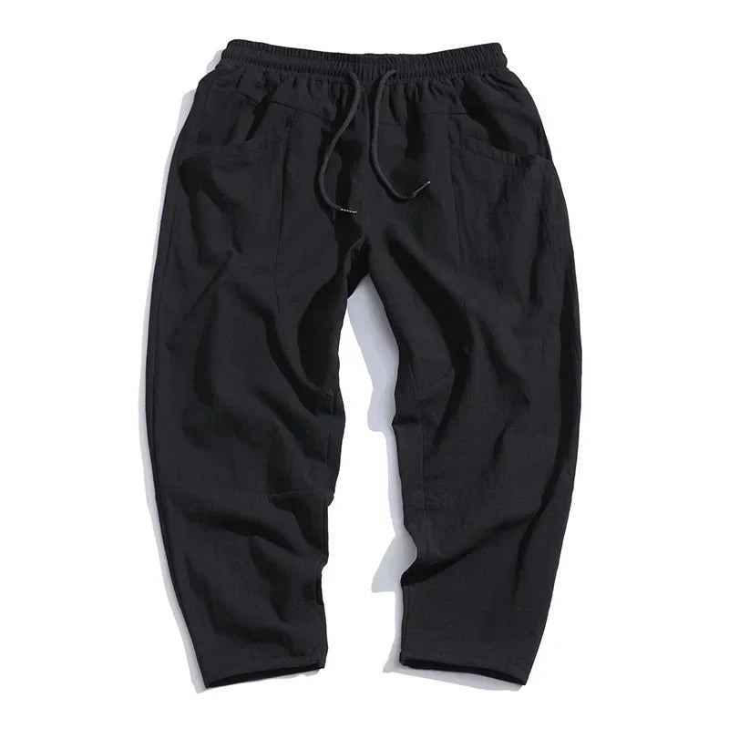 Homme Pantalon Sept Huitièmes Relaxed Fit avec Cordon de Serrage