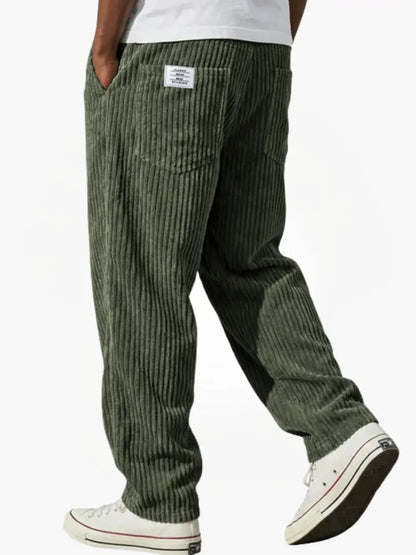 Homme Pantalon Velours Côtelé Coupe Décontractée avec Ceinture Élastique