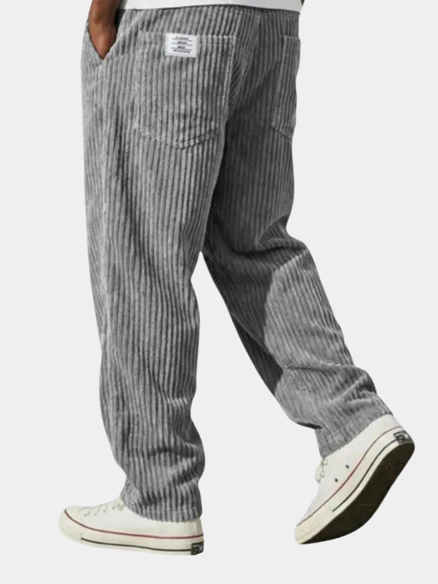 Homme Pantalon Velours Côtelé Coupe Décontractée avec Ceinture Élastique