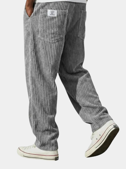 Homme Pantalon Velours Côtelé Coupe Décontractée avec Ceinture Élastique