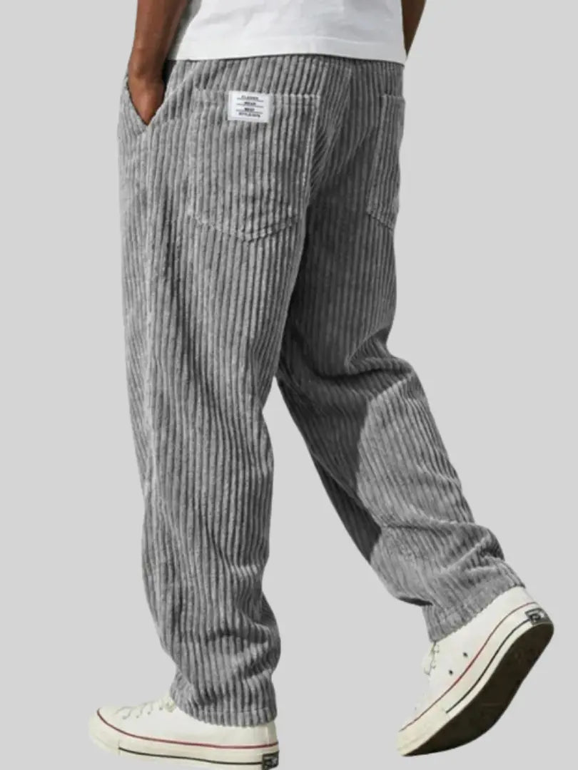 Homme Pantalon Velours Côtelé Coupe Décontractée avec Ceinture Élastique