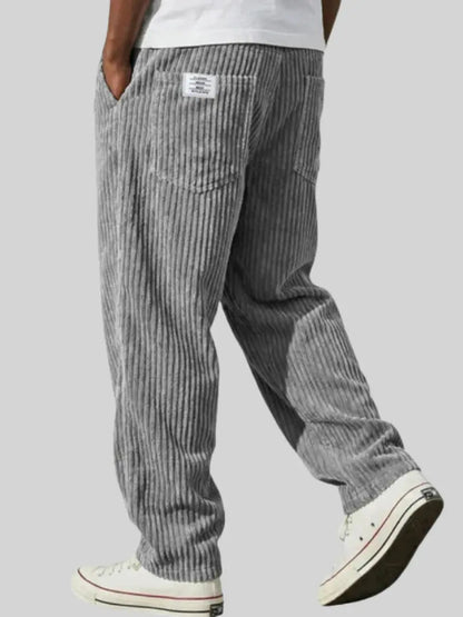 Homme Pantalon Velours Côtelé Coupe Décontractée avec Ceinture Élastique