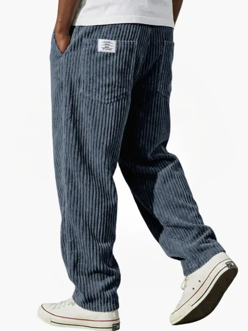 Homme Pantalon Velours Côtelé Coupe Décontractée avec Ceinture Élastique