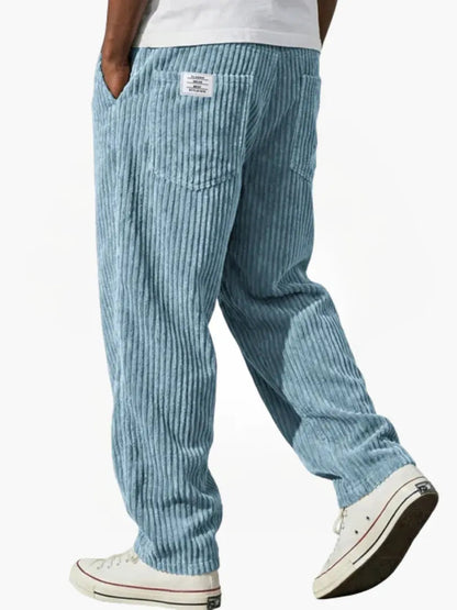 Homme Pantalon Velours Côtelé Coupe Décontractée avec Ceinture Élastique