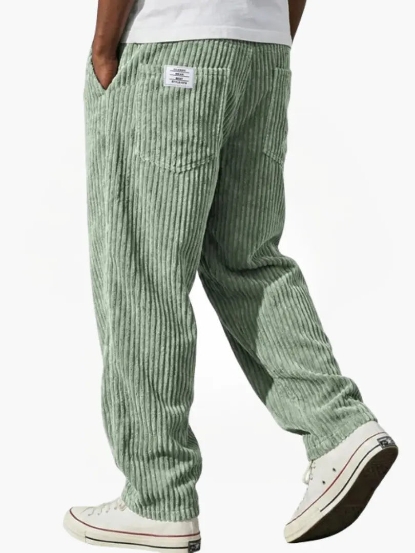 Homme Pantalon Velours Côtelé Coupe Décontractée avec Ceinture Élastique