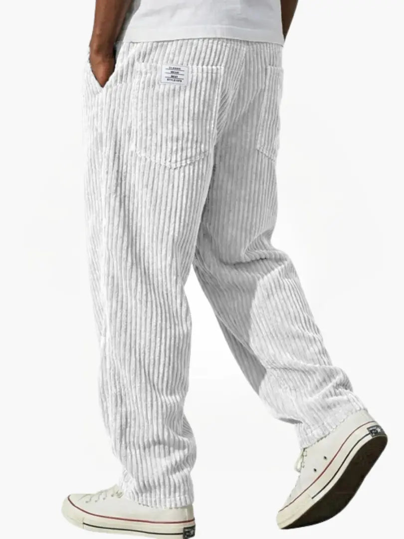 Homme Pantalon Velours Côtelé Coupe Décontractée avec Ceinture Élastique