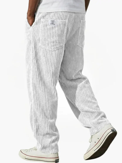 Homme Pantalon Velours Côtelé Coupe Décontractée avec Ceinture Élastique
