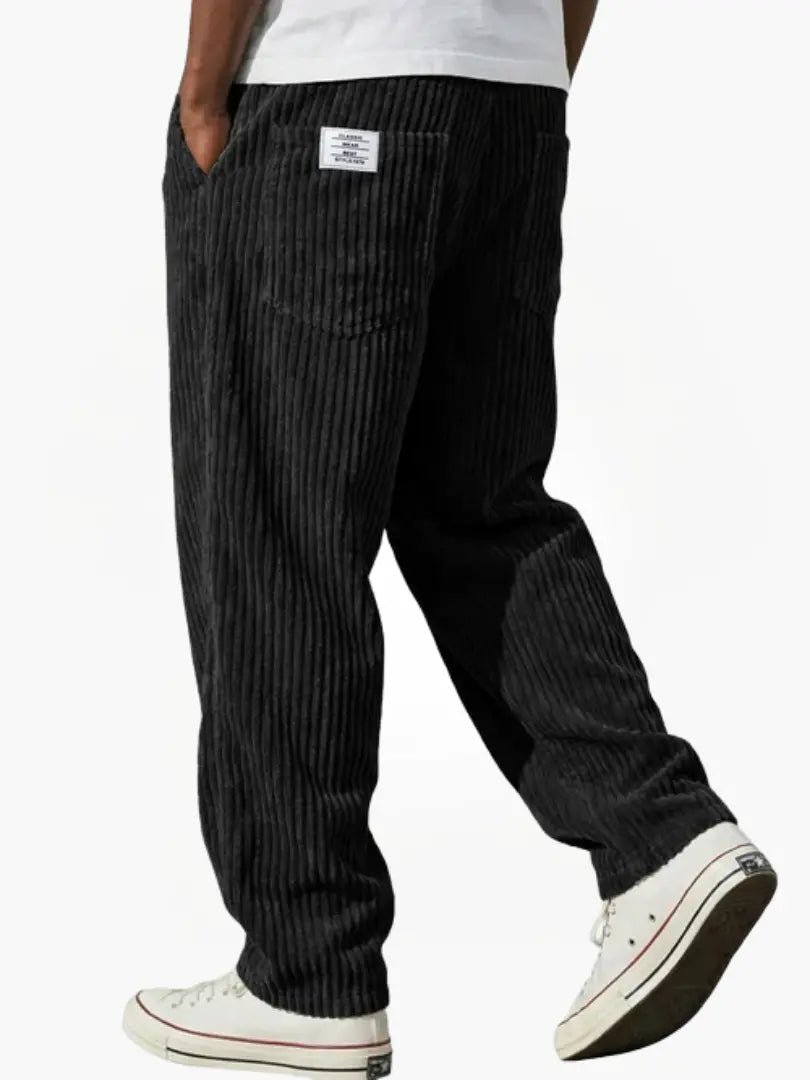 Homme Pantalon Velours Côtelé Coupe Décontractée avec Ceinture Élastique