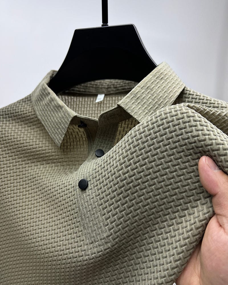 Homme Polo Manches Courtes avec Col à Texture Structurée